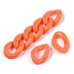 Opake Acryl Verknüpfung Ringe, Quick-Link-Anschlüsse, für Schmuck Bordsteinketten machen, Twist, orange, 19x13x4 mm, Innendurchmesser: 5x9 mm, ca. 1250 Stk. / 500 g