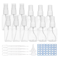Iy Kosmetik-Aufbewahrungsflaschen-Sets, Mit transparenter Kunststoff-Sprühflasche, Tropfer und Trichter, Label Paster, Transparent, 30 ml / 50 ml, 20 Stück / Set