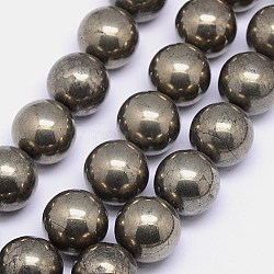 Natural Pyrite Beads Strands, Round, 16mm, Hole: 1.5mm, about 25pcs/strand, 15.74 inch