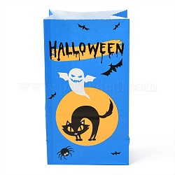 Sacs en papier kraft thème halloween, sacs-cadeaux, sacs de collations, rectangle, Motif fantôme, 23.2x13x8 cm
