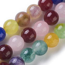 Fili di perline giada naturale, tondo, tinto, colore misto, 10mm, Foro: 1.2 mm,circa35pcs/filo, 13.38 pollice (34 cm)