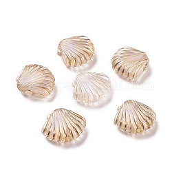 Plating Transparent Acrylic Beads, Golden Metal Enlaced, Shell, Clear, 10.5x12x4mm, Hole: 1.6mm, 1580pcs/500g