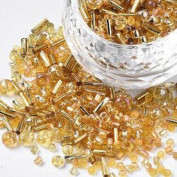 Abalorios de la semilla de cristal, estilo mezclado, formas mixtas, vara de oro, 1~7x2~4mm, agujero: 0.7~1 mm, alrededor de 450 g / libra