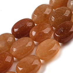 Natural Red Aventurine Beads Strands, Flat Oval, 10x8x5.5mm, Hole: 0.8mm, about 39pcs/strand, 15.47''(39.3cm)