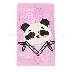 Cartes d'affichage de pince à cheveux en papier rectangle, Carte d'affichage de bijoux imprimé panda pour le rangement des pinces à cheveux, perle rose, 10.6x6.3x0.05 cm