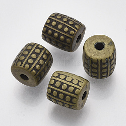 Античный стиль пластиковые кубики, для изготовления ювелирных изделий DIY, столбец с точкой, античная бронза, 10x10 мм, отверстие : 2.5 мм, Около 670 шт / 500 г
