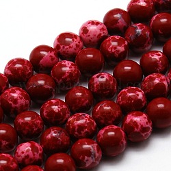 Synthetic Imperial Jasper Bead Strands, Dyed, Round, Dark Red, 10mm, Hole: 1mm, about 40pcs/strand, 15.7inch