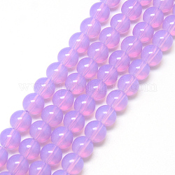 Chapelets de perles en verre peint, imitation opalite, ronde, Prune, 6mm, Trou: 1.3~1.6mm, Environ 133 pcs/chapelet, 31.4 pouce