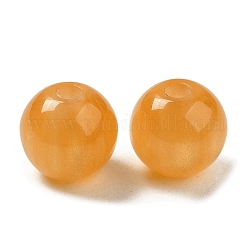 Translucent Resin Beads, Glitter Beads, Round, Orange, 8x7.5mm, Hole: 1.8mm