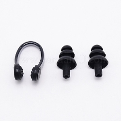 Set di clip per naso e tappi per le orecchie in silicone, per indumenti protettivi per il nuoto, nero, 36x22x16mm, 3 pc / set