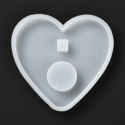 Herz DIY Kerze Silikonformen machen, für UV-Harz, Epoxidharz Schmuckherstellung, weiß, 12.4x12.5x1.5 cm, Bohrung: 14 mm, Innendurchmesser: 3.6 cm