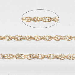 Cadenas de cuerda de hierro recubiertas de latón soldado, con carrete, la luz de oro, 2x1.4x0.3mm, aproximadamente 39.37 pie (12 m) / rollo