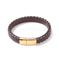 Lederband Kordel Armband & Armreif, 304 mit Edelstahl Magnetschließen, Kokosnuss braun, 8-7/8 Zoll (22.5 cm), 11.5 mm