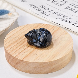 天然藍閃石のディスプレイ装飾  レイキエネルギーの石の置物  寝ている猫  33.5x39x23.5mm