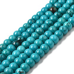 Chapelets de perles en howlite naturelle, teinte, rondelle, turquoise, 8~8.5x6~6.5mm, Trou: 1.2mm, Environ 64 pcs/chapelet, 15.63~15.75'' (39.7~40 cm)