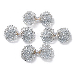 Cabochons à nœud papillon en perles de verre enveloppés de fil de cuivre, bleu acier clair, 24x41x5.5mm