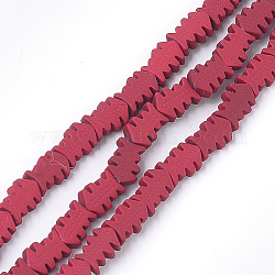 Spray dipinto non magnetici sintetici ematite fili, lisca di pesce, rosso, 8x6x3mm, Foro: 0.8 mm, circa 51~52pcs/filo, 15.7 pollice