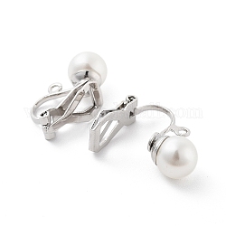 304 accessoires de boucles d'oreilles clips en acier inoxydable avec perles en plastique imitation perle, avec des boucles, couleur inoxydable, 17.5x9x7mm
