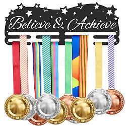 Cadre porte-médailles en fer, support de cintre d'affichage de médailles, 2 lignes, avec des vis, rectangle avec le mot croire et atteindre, motif en étoile, 150x400mm