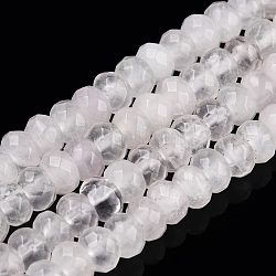 Rosa naturale fili di perle di quarzo, sfaccettato, rondelle, 6x4mm, Foro: 1 mm