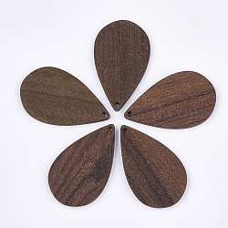 Подвески из орехового дерева, слеза, седло коричневый, 39.5x24x2 мм, отверстие : 1.8 мм