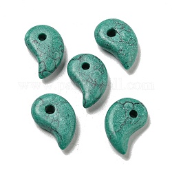 Cuentas turquesas sintéticas teñidas, Forma de coma, verde mar, 14.5~16x9.5~10x4~4.5mm, agujero: 2 mm