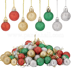 Ahadermaker Ornamento da appendere in plastica con palla di Natale in stile 80 pz 8, per le decorazioni pendenti della festa dell'albero di Natale, colore misto, 100~125mm, 10pcs / style