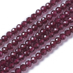 Chapelets de perles de grenat naturel, facette, ronde, 4x3.5~4mm, Trou: 0.4mm, Environ 97~110 pcs/chapelet, 15~16 pouce (40~40.7 cm)