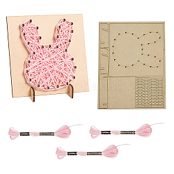 Gorgecraft 1 kit de bricolage à cordes art et artisanat pour enfants, y compris pochoir en bois et fil de laine, Modèle de lapin, 16x21 cm