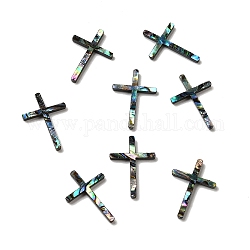 Natürliche Abalone Muschel / Paua Muschel Cabochons, religiöses Kreuz, 17x12x1.5 mm