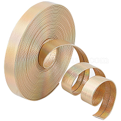 Gorgecraft cordón plano imitación cuero láser 5m, cordón de color del arco iris para la decoración de la ropa, oro, 10x0.8mm, alrededor de 5.47 yarda (5 m) / rollo