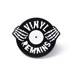 Emaille-Pin für Punk-Musikinstrumente, Elektrophorese-Brosche aus schwarzem Legierungswort-Vinyl bleibt für Rucksackkleidung, Wort, 25.5x30x2 mm, Stift: 1.2 mm