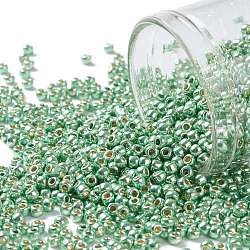 Toho perline rotonde, perline giapponesi, (pf570) permafinish verde chiaro lime metallizzato, 11/0, 2.2mm, Foro: 0.8 mm, circa 5555pcs/50g