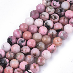 Chapelets de perles en rhodonite naturelle, ronde, 6mm, Trou: 0.8mm, Environ 62~65 pcs/chapelet, 15.3 pouce