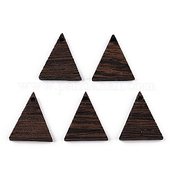 Pendentifs en bois de wengé naturel, non teint, breloques de triangle, brun coco, 17x15x3.5mm, Trou: 1.4mm