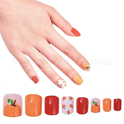 Nail Art Sets, with 24pcs Plastic Nail Tips, 24pcs Double Side Jelly Nail Glue , Colorful, 14.5~23x7~14mm, about 24pcs/set