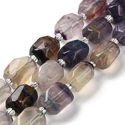 Natürlichen Fluorit Perlen Stränge, Nuggets, facettiert, mit Glasperlen, 14~17x11~14x9~13.5 mm, Bohrung: 1 mm, ca. 20~22 Stk. / Strang, 15.16~15.75 Zoll (38.5~40 cm)