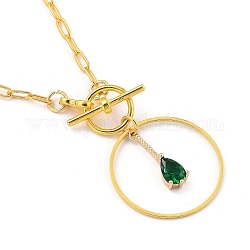 Ожерелья с подвесками из прозрачного стекла в форме капли, Сплав с Переключить застежками, латунные цепочки для скрепок и соединительные кольца, золотые, цвета морской волны, 20.67 дюйм (52.5 см)
