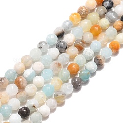 Brins de perles d'amazonite de fleurs naturelles, facette, ronde, couleur mixte, 4mm, Trou: 1mm, Environ 90 pcs/chapelet, 15.35 pouce