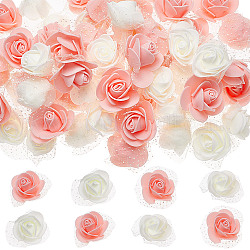 Craspire 200 stücke 2 farben 3d schaum rose ornament zubehör, Nachahmung Blume, mit Organza, Mischfarbe, 43~45x39~45x21.5~22 mm, 100 Stk. je Farbe
