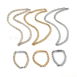 201 Stainless Steel Curb Chain Necklace & Rectangle Link Bracelet, Jewelry Set for Men Women, Mixed Color, 23 inch(58.5cm)~23-1/2 inch(59.6cm), 8-5/8 inch(21.8cm)~8-3/4 inch(22.2cm), 2pcs/set