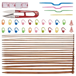 DIY Strick-Kits, mit weichem Maßband, Edelstahl Schere, abs kunststoff kabelstich stricknadeln, Bambus einzigen spitzen Stricknadeln, Peru, 110x24x10 mm