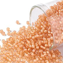 TOHO Round Seed Beads, Japanese Seed Beads, (391) Snowflake Lined Peach Luster, 11/0, 2.2mm, Hole: 0.8mm, about 1110pcs/bottle, 10g/bottle