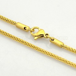 Женские повседневные ожерелья-цепочки из нержавеющей стали 304, с карабин-лобстерами , золотые, 17.7 дюйм (45 см)