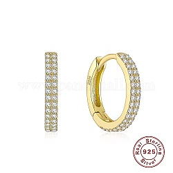 925 boucles d'oreilles créoles en argent sterling avec micro pavé de zircone cubique pour femme, anneau, véritable 18k plaqué or, 13x2mm