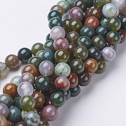 Perles en pierres gemme, naturel agate indienne, ronde, environ 8 mm de diamètre, trou: environ 1 mm, Environ 46 pcs/chapelet, 15~16 pouce
