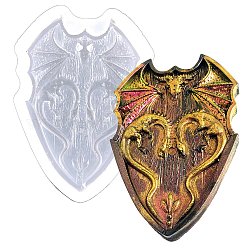 Moldes de silicona para decoración de exhibición de escudo y dragón, moldes de resina, para resina uv, fabricación artesanal de resina epoxi, blanco, 55x40x10mm