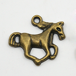 Tibetan Style Alloy Pendants, Horse, Antique Bronze, Lead Free and Nickel Free and Cadmium Free, 15x20x2.5mm, Hole: 2mm