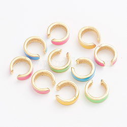 Manschettenohrringe aus vergoldetem Messing, mit Emaille, Ring, Mischfarbe, 14x5 mm