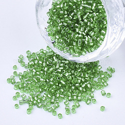ガラスシリンダービーズ  シードビーズ  銀並ぶ  丸い穴  薄緑  1.5~2x1~2mm  穴：0.8mm  約8000個/袋  約85~95 G /袋